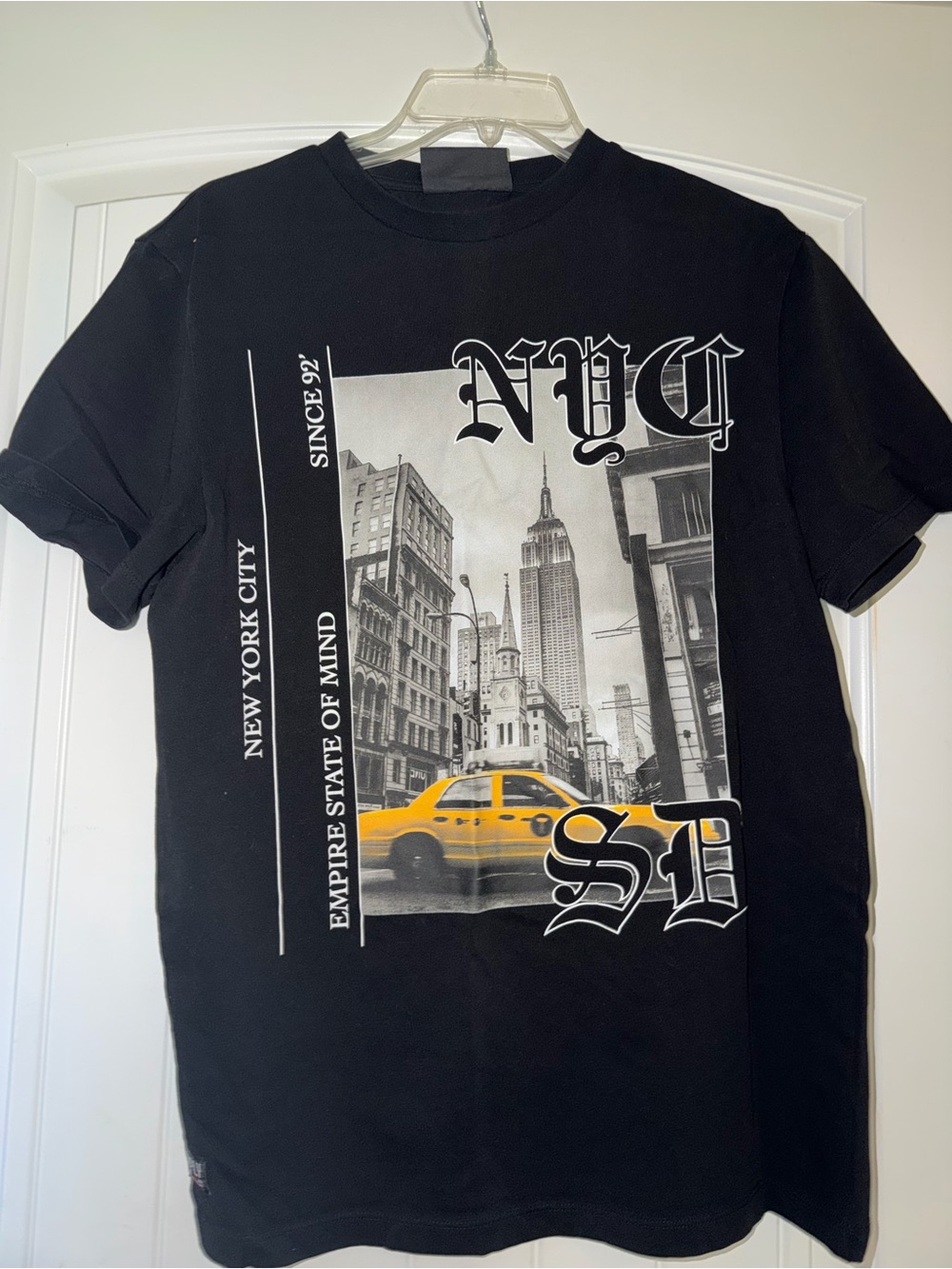 Black NYC Graphic Tee with Yellow Taxi Print